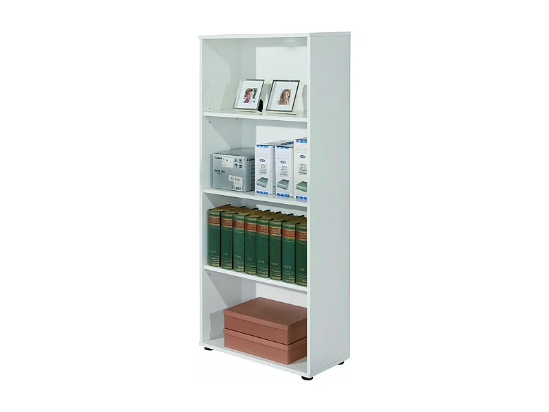 Etagère 4 Niveaux en melamine Blanc, Dim : L60 x P30 x H145 cm