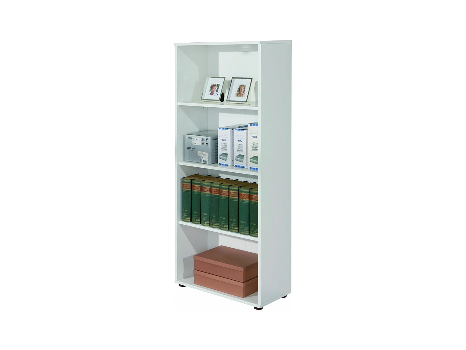 Etagère 4 Niveaux en melamine Blanc, Dim : L60 x P30 x H145 cm
