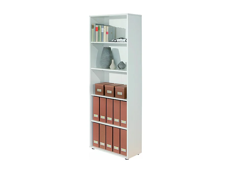 Etagère 5 Niveaux en melamine Blanc, Dim : L60 x P30 x H180 cm