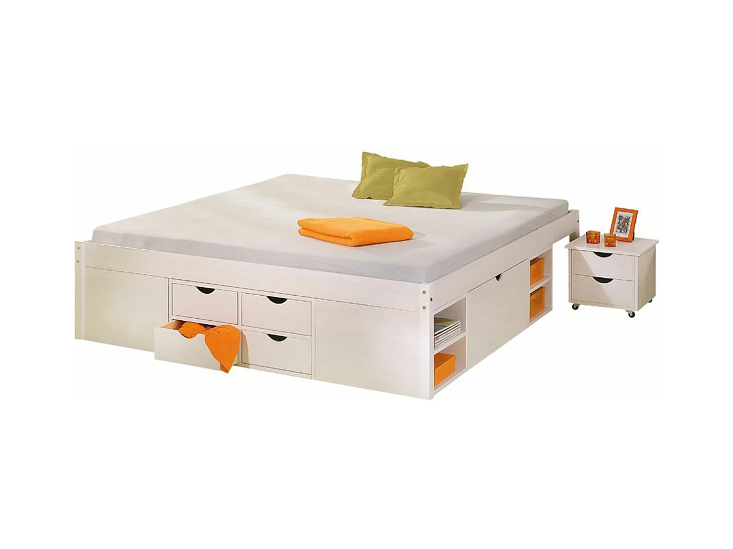 lit multi-rangements en coloris blanc, 180 x 200 cm