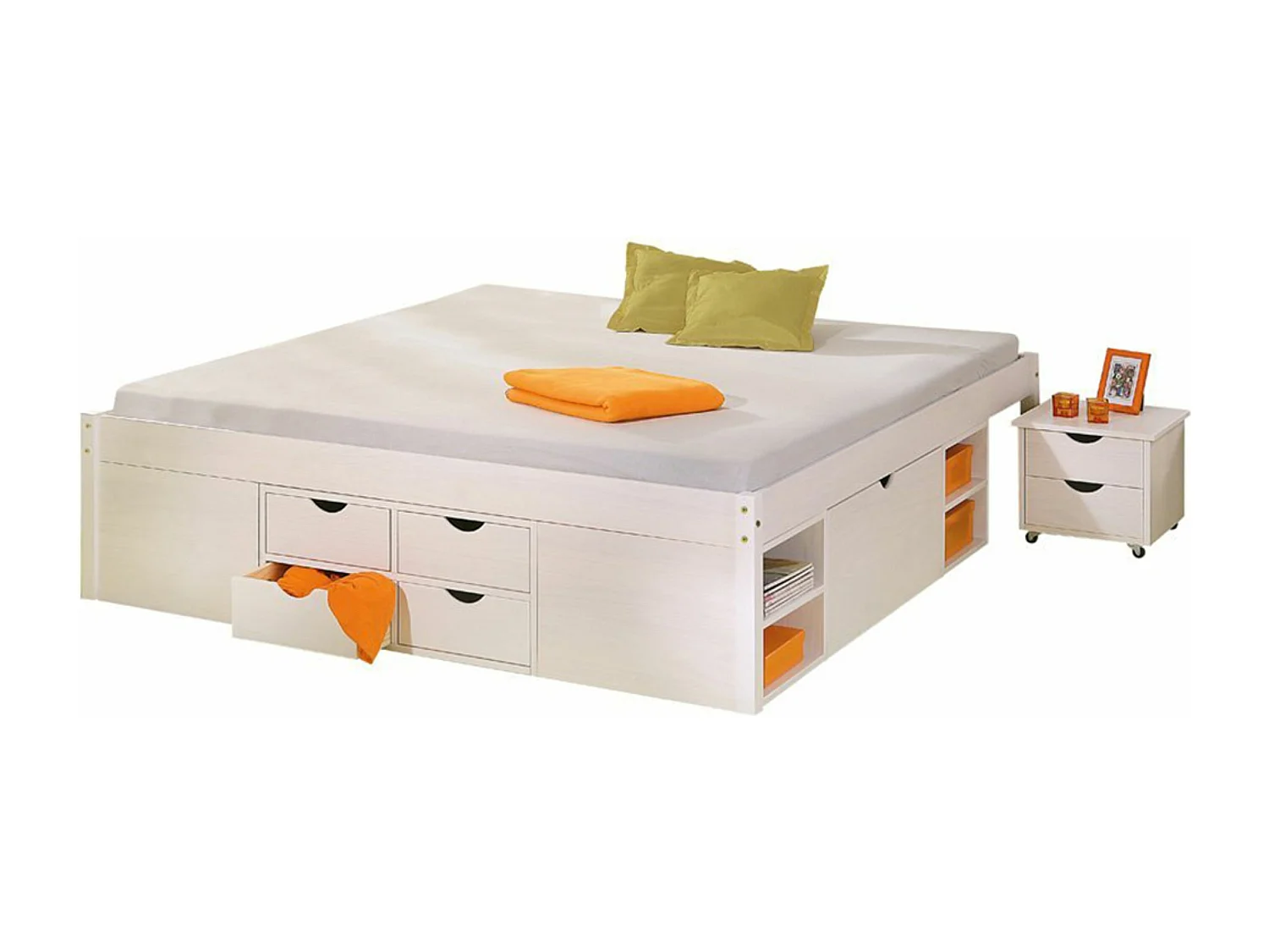 lit multi-rangements en coloris blanc, 140 x 200 cm