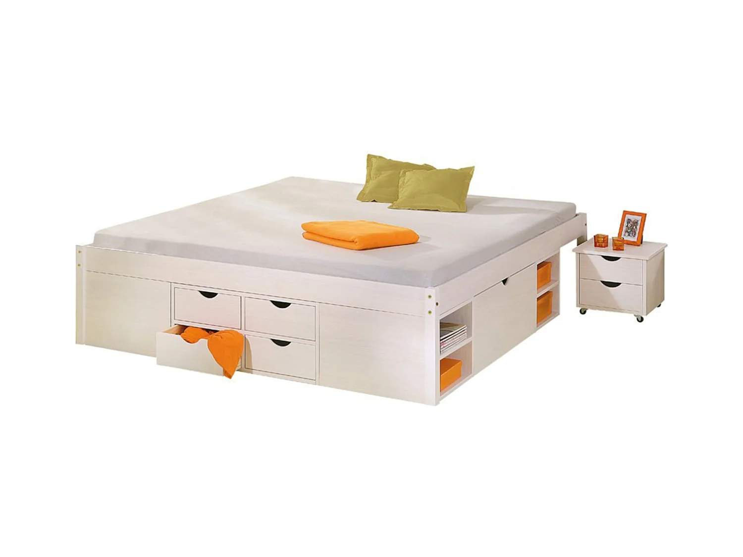 lit multi-rangements en coloris blanc, 160 x 200 cm