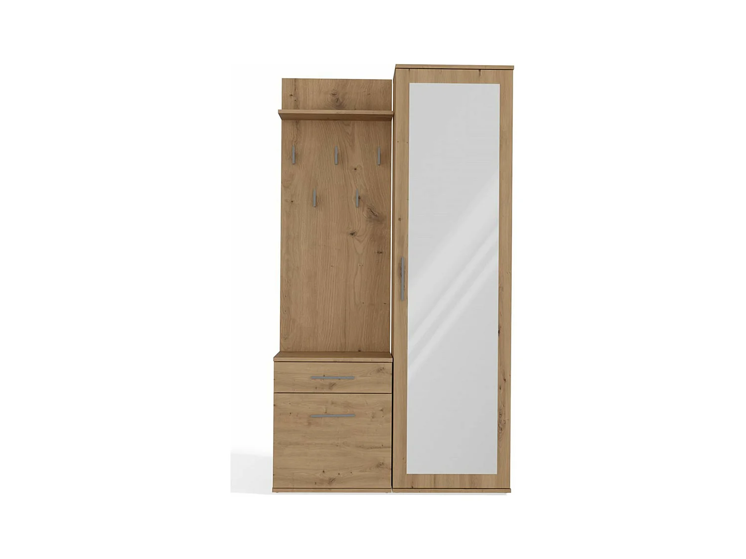 Flurgarderobe - mit Schrank und Spiegel - Eiche Artisan - 100 cm - DUVIO