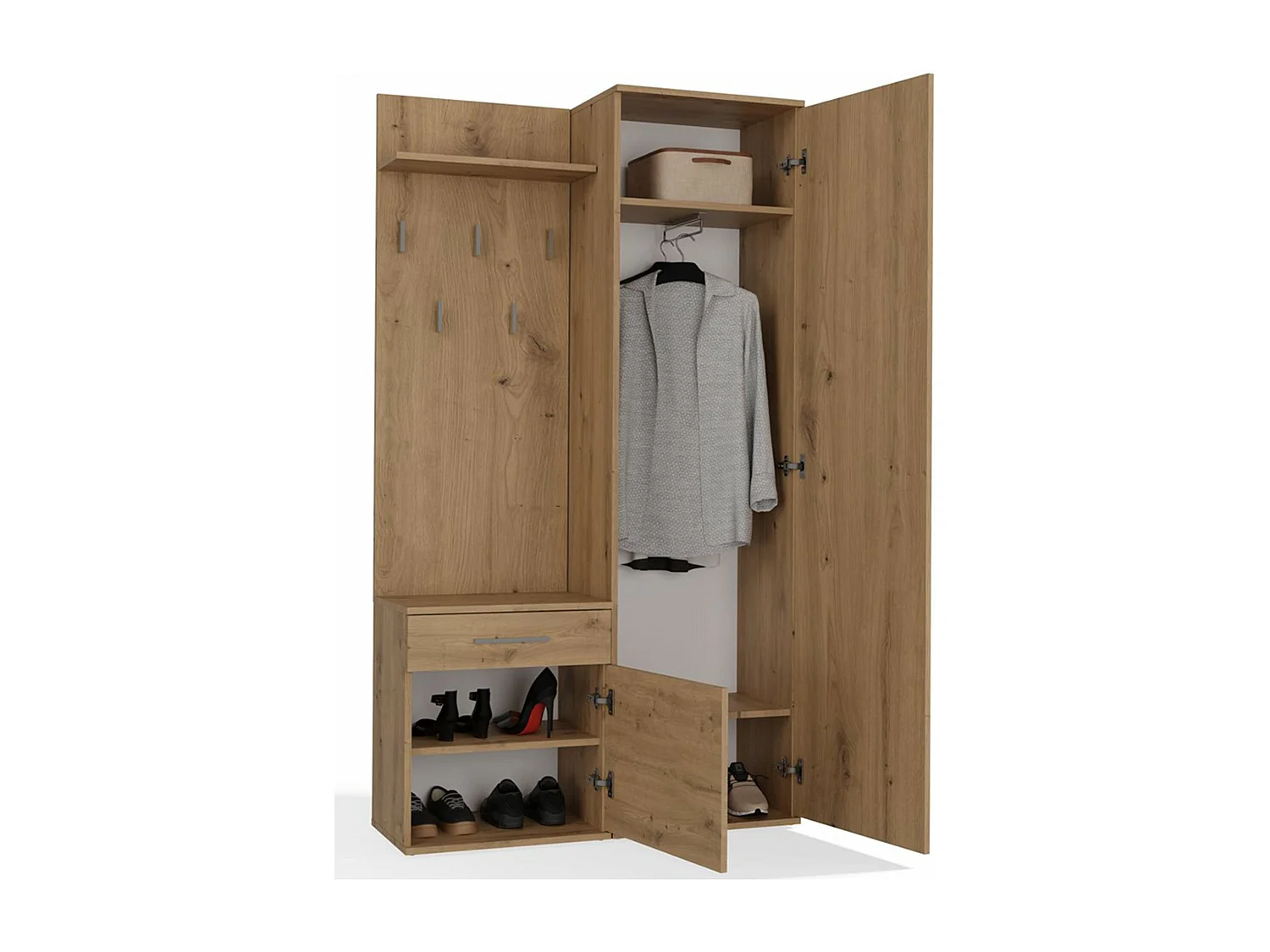 Ensemble d'entrée avec miroir – 100 cm – chêne artisan – DUVIO