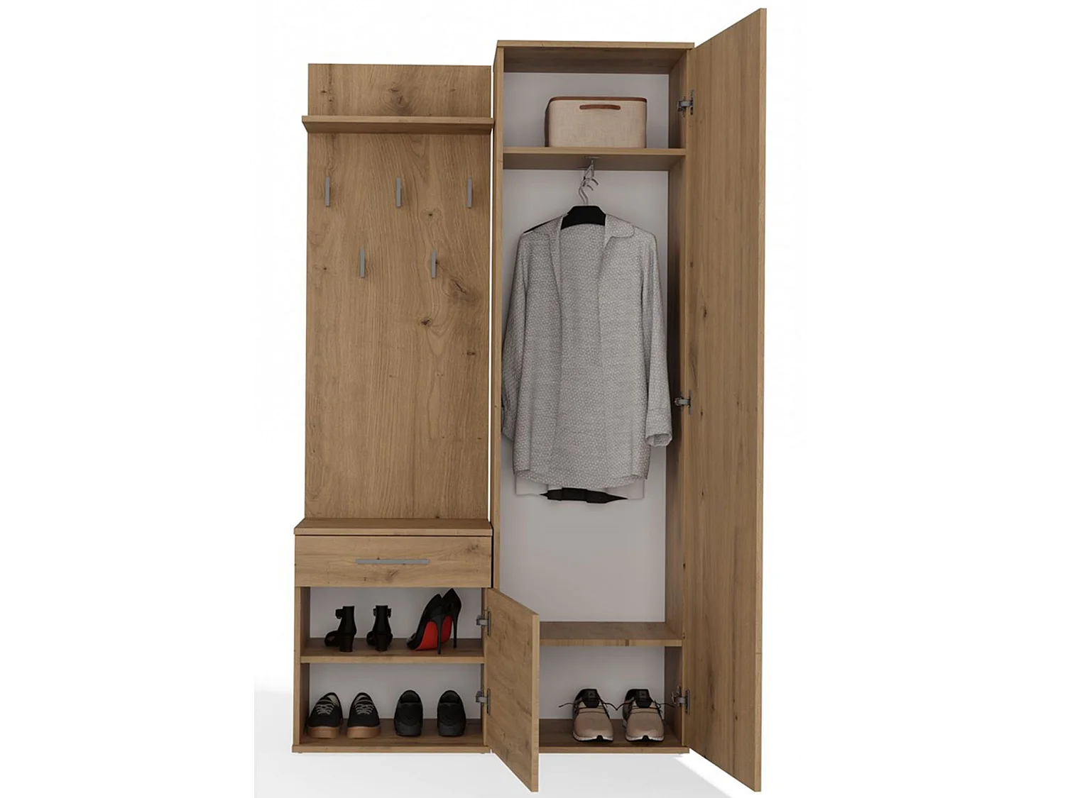 Ensemble d'entrée avec miroir – 100 cm – chêne artisan – DUVIO