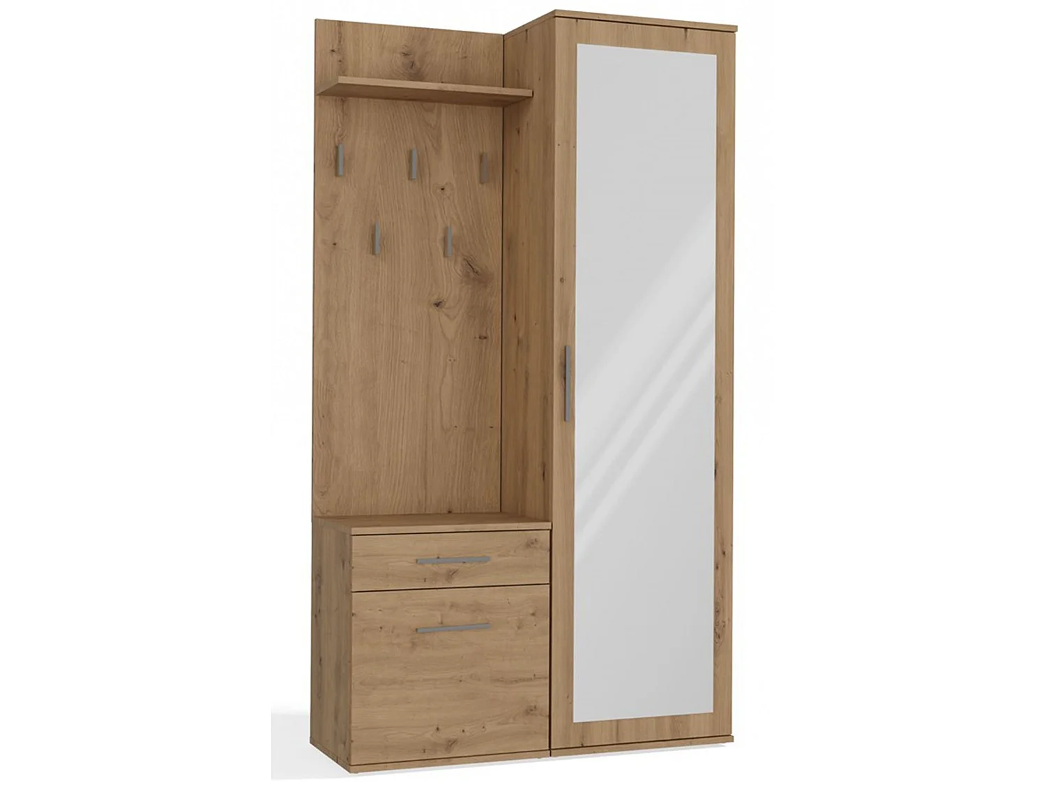 Ensemble d'entrée avec miroir – 100 cm – chêne artisan – DUVIO