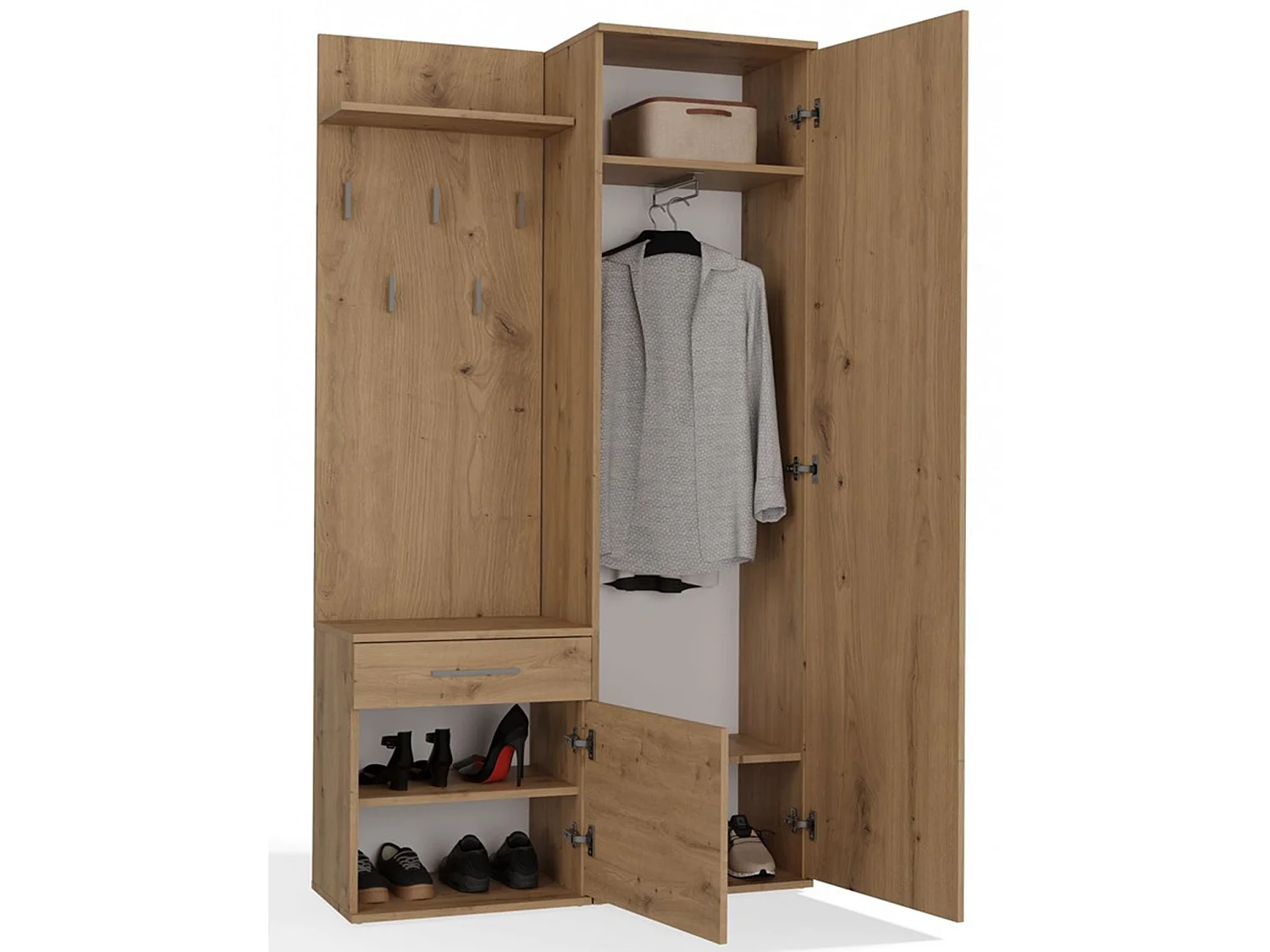 Ensemble d'entrée avec miroir – 100 cm – chêne artisan – DUVIO