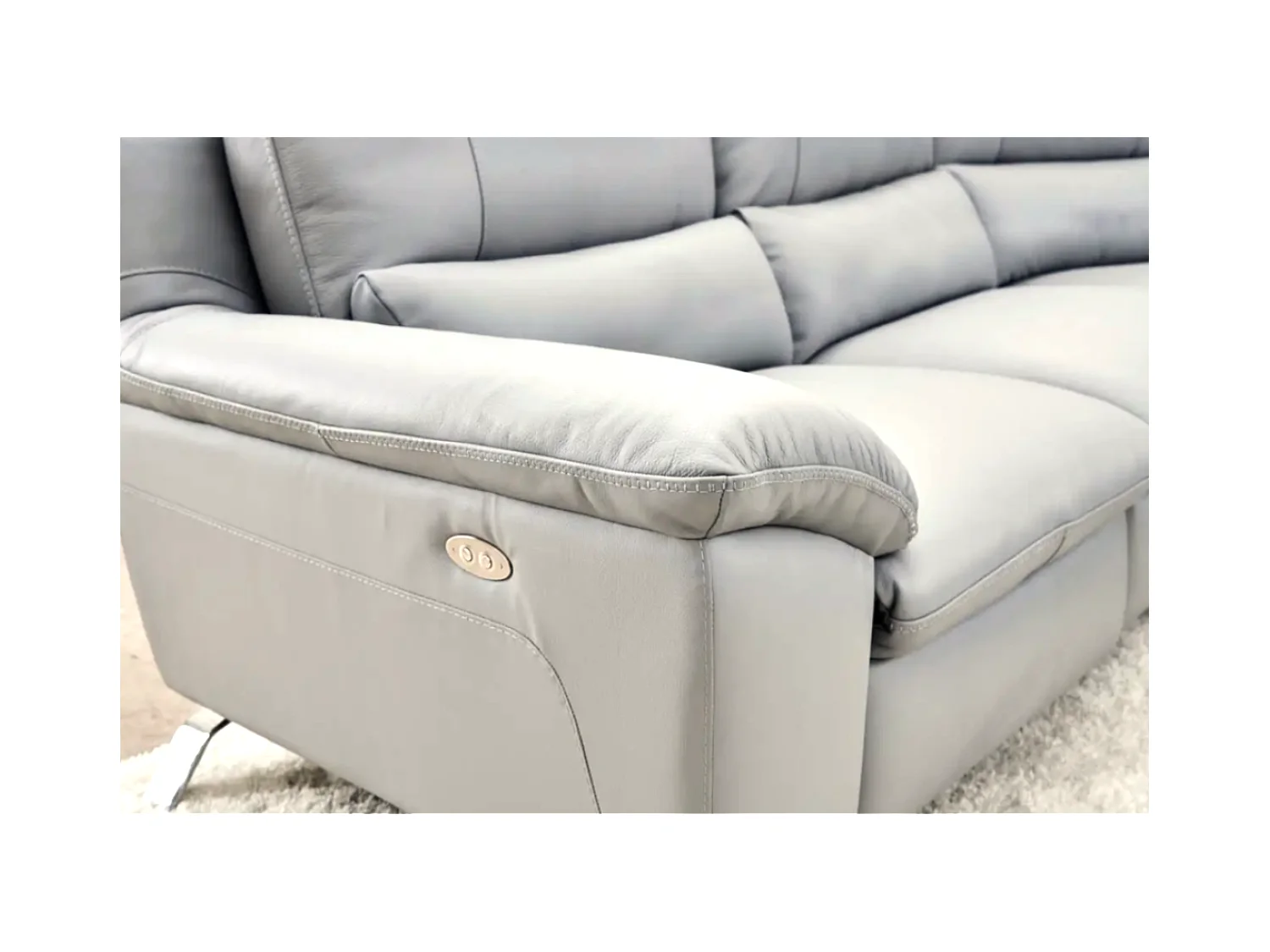 Divano d'angolo Capri  (Pelle)/rivestimento in tessut/Grigio