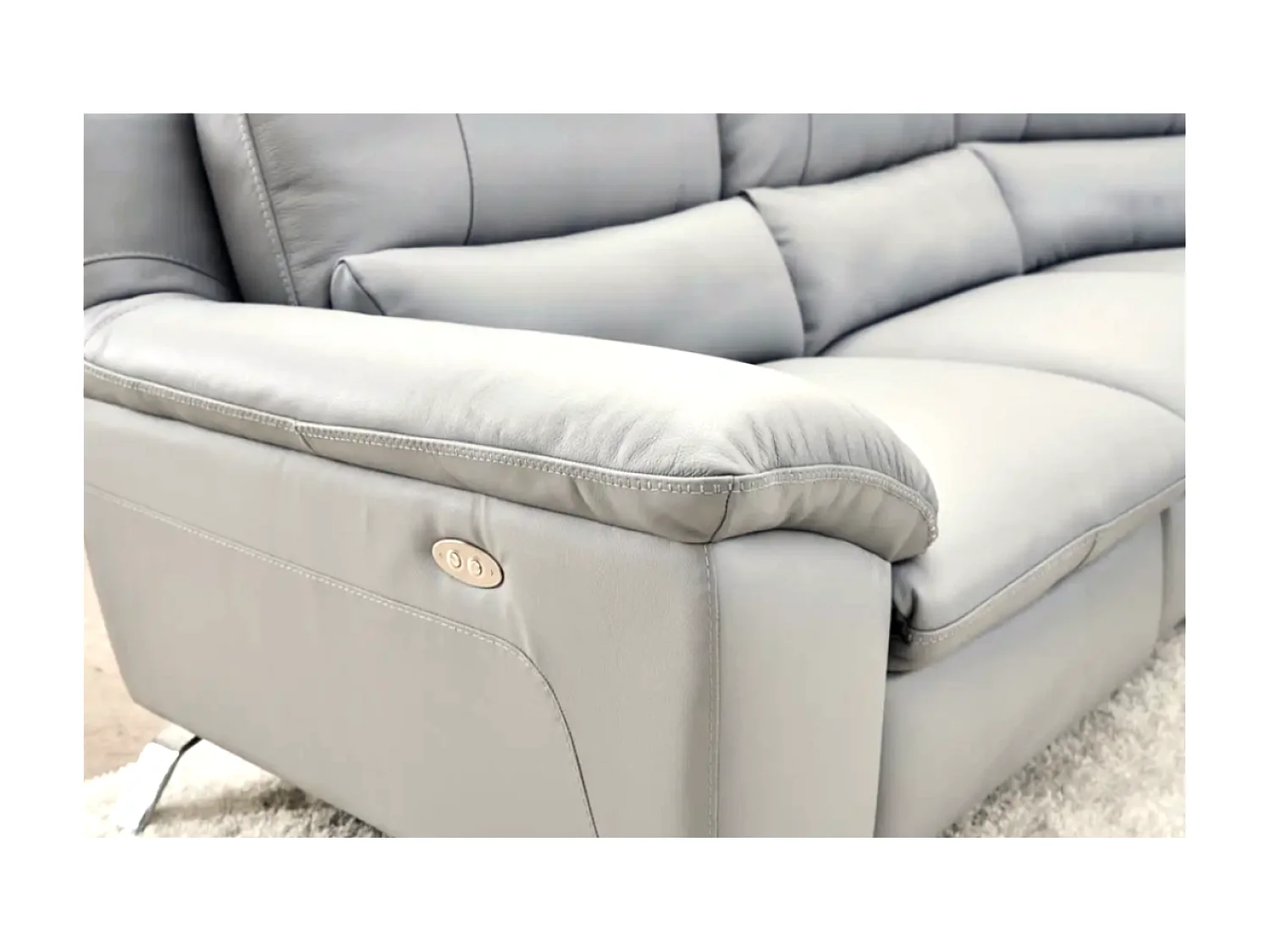 Canapé Corner Capri  (Cuir)/revêtement tissu/Gris