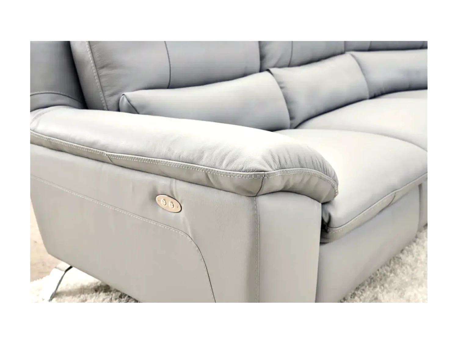 Canapé Corner Capri  (Cuir)/revêtement tissu/Gris