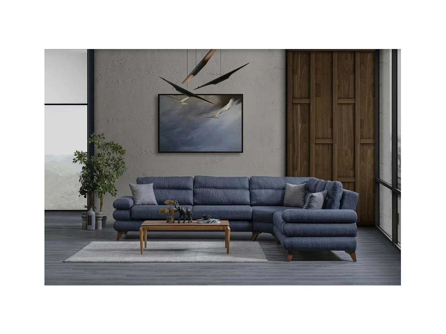 Ecksofa Parma/Stoffbezug/Blau