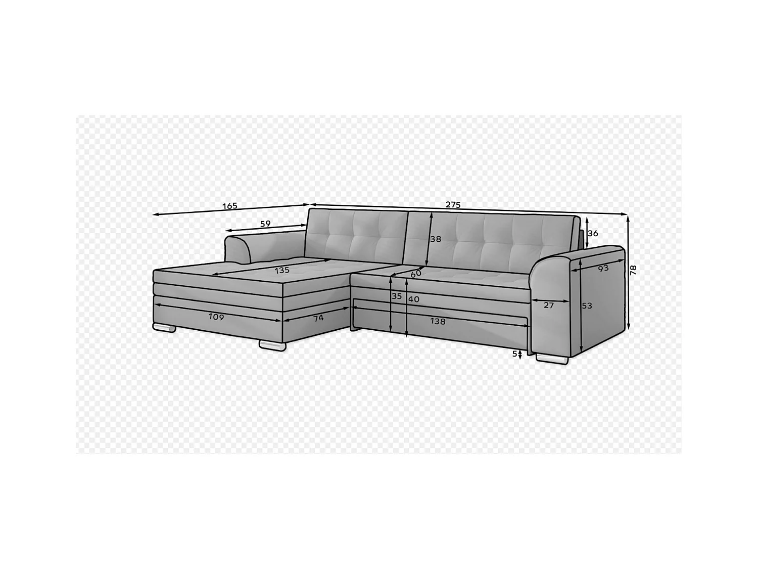 Canapé Corner Merati R /revêtement tissu/Beige&Marran