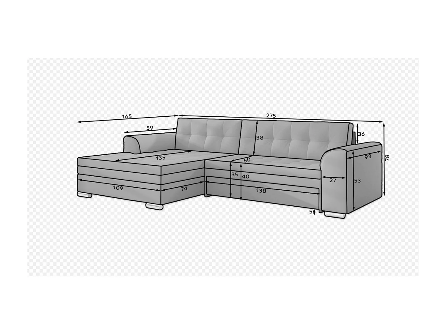 Divano d'angolo Merati R/rivestimento in tessut/Beige&Marrone