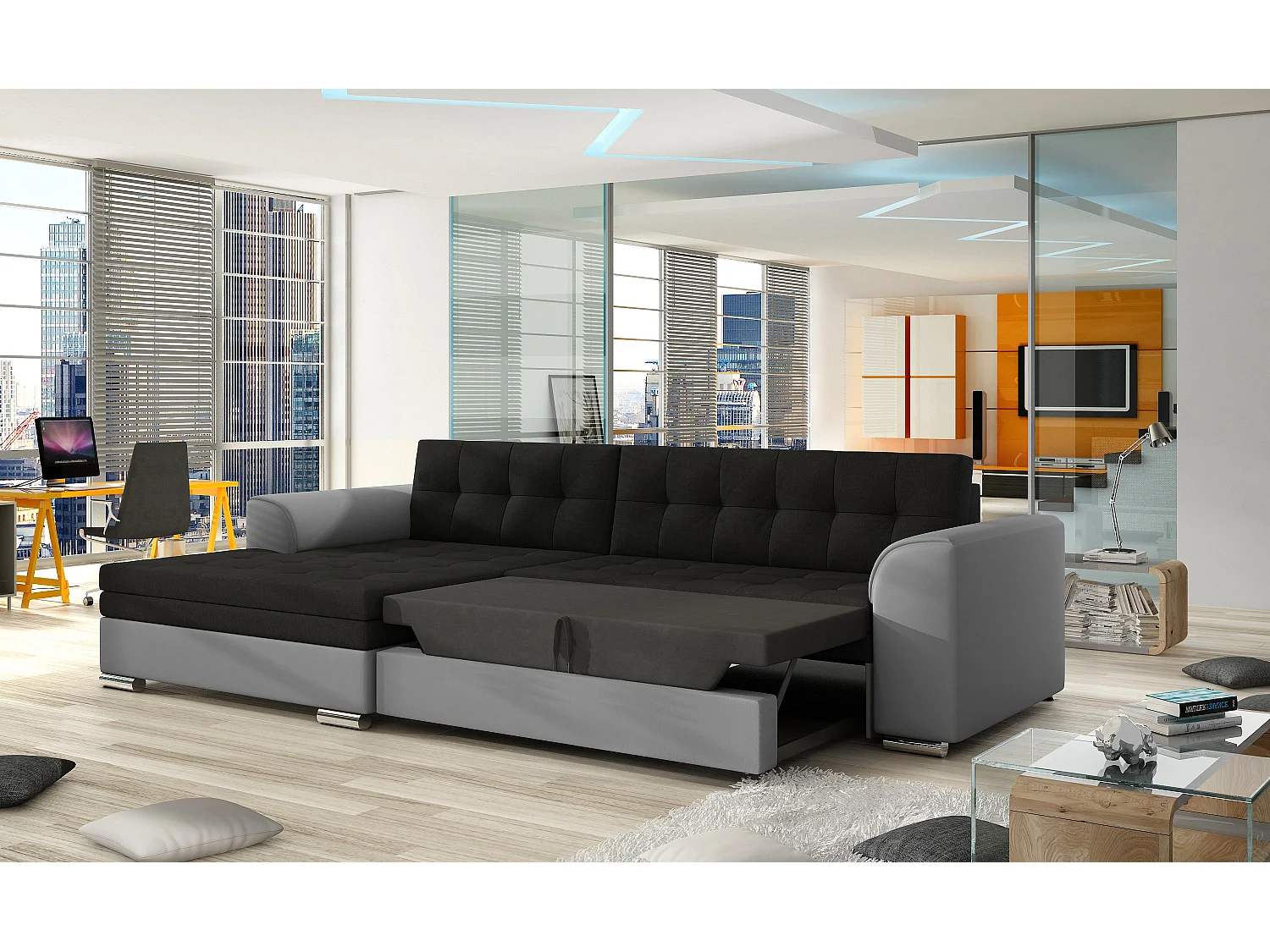 Divano d'angolo Merati R/rivestimento in tessut/Beige&Marrone