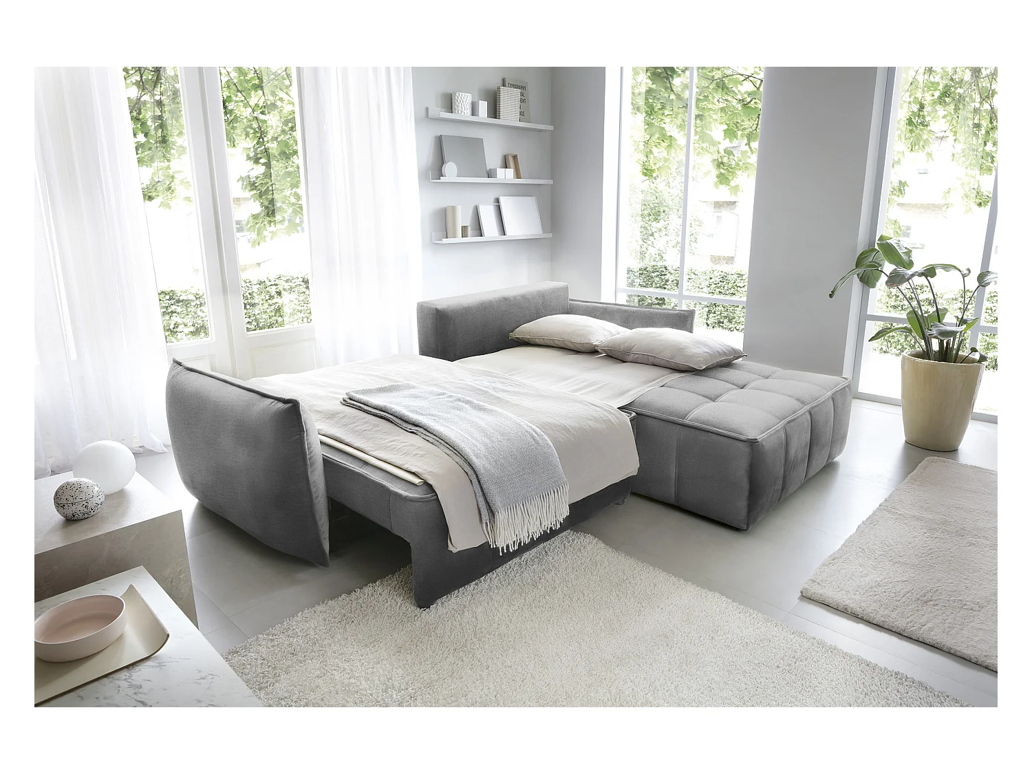 Ecksofa Lopez  R/Stoffbezug/Grau