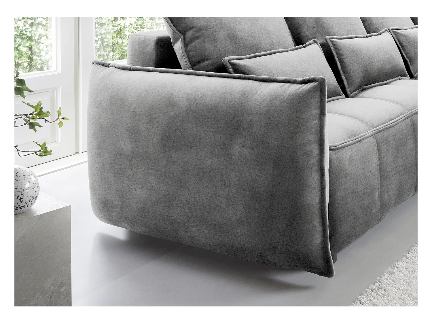 Ecksofa Lopez  R/Stoffbezug/Grau