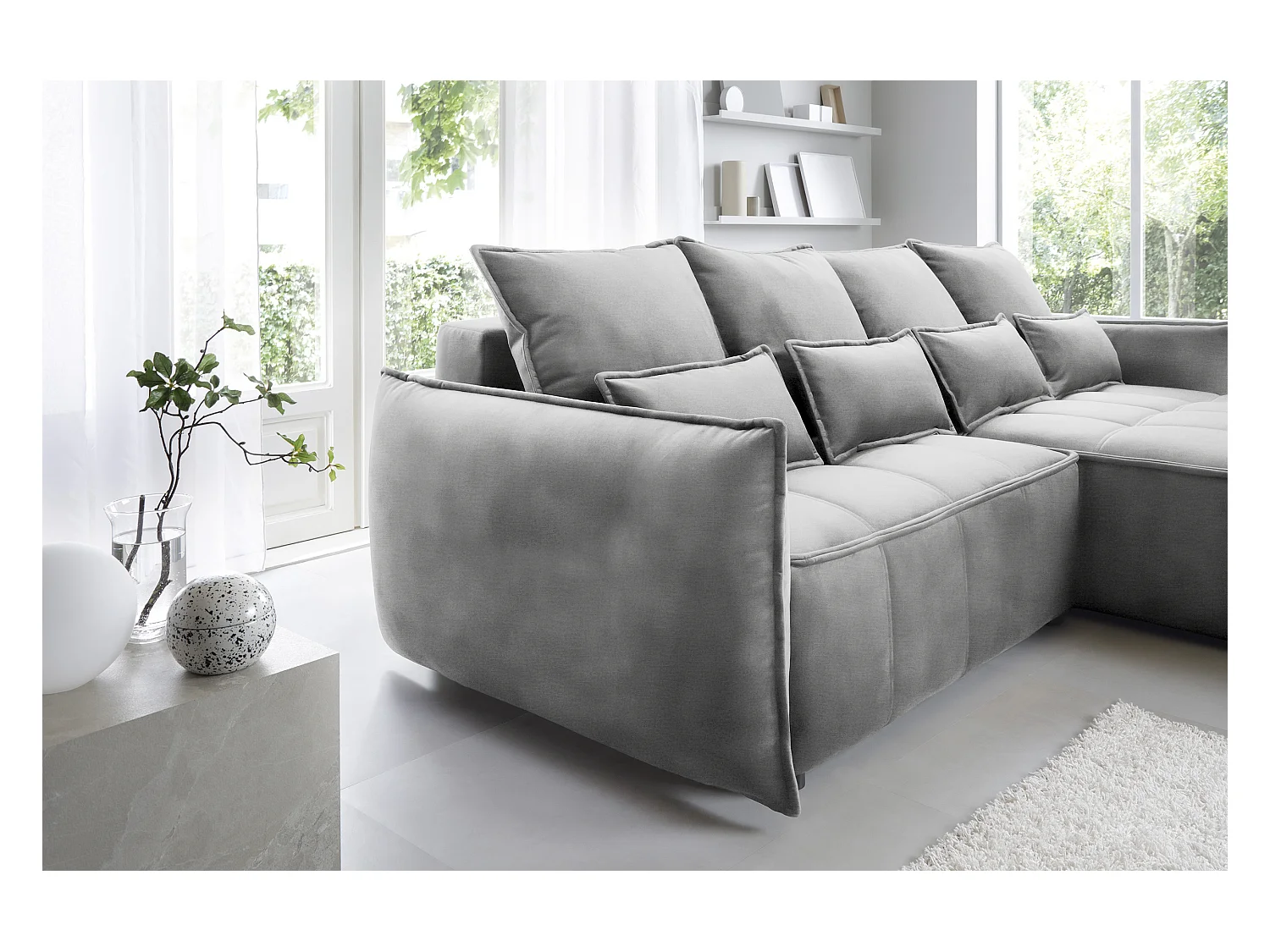 Ecksofa Lopez  R/Stoffbezug/Grau