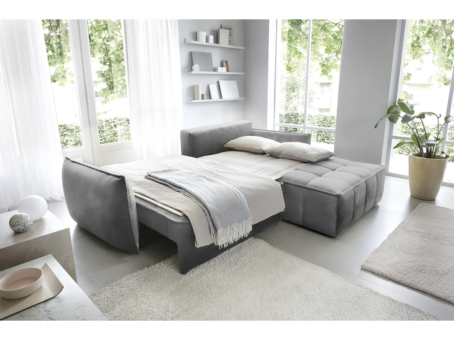 Divano d'angolo Lopez R/rivestimento in tessut/Grigio