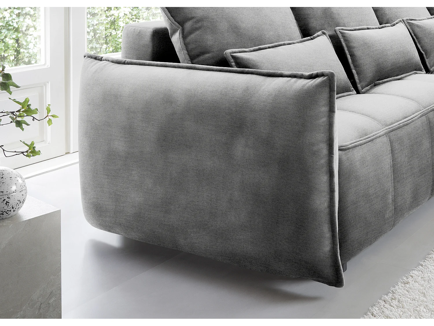 Divano d'angolo Lopez R/rivestimento in tessut/Grigio