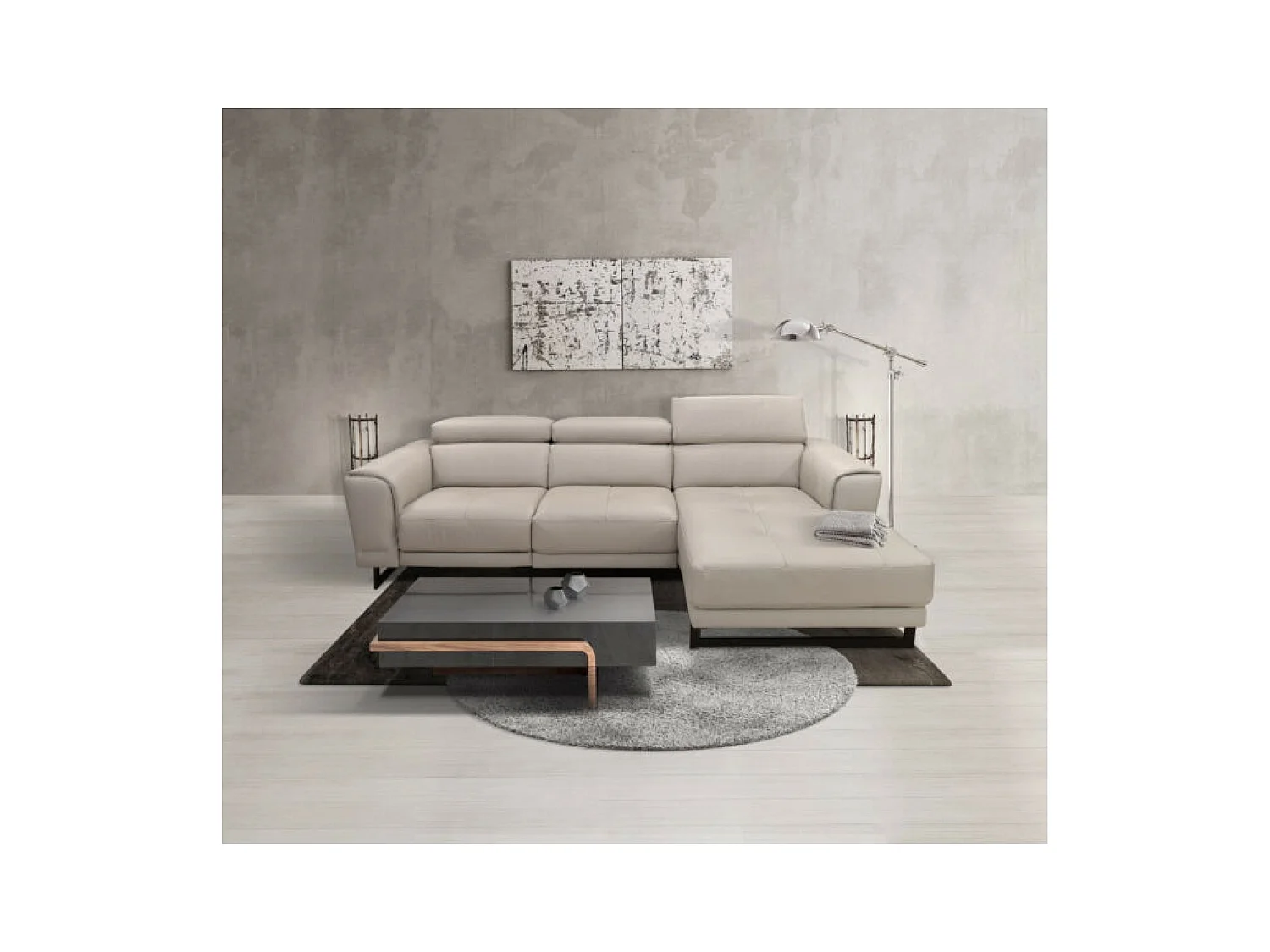 Ecksofa San Remo R (Leder)/Stoffbezug/