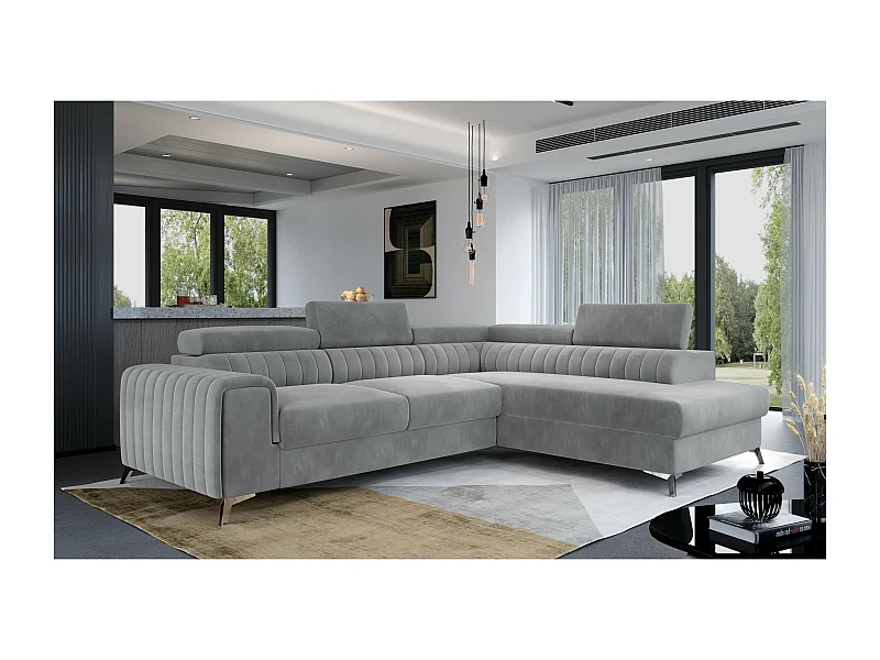 Ecksofa Genova R /Stoffbezug/Grau