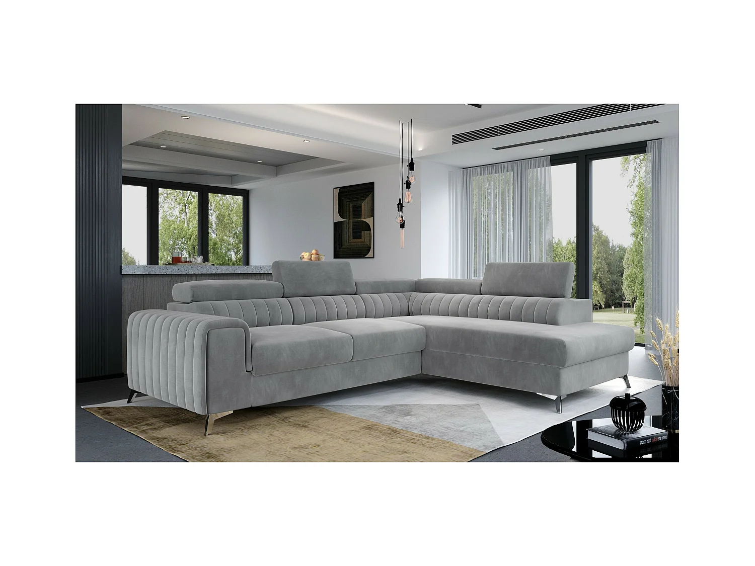 Ecksofa Genova R /Stoffbezug/Grau