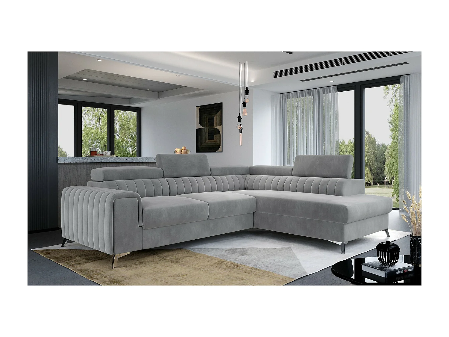 Ecksofa Genova R /Stoffbezug/Grau