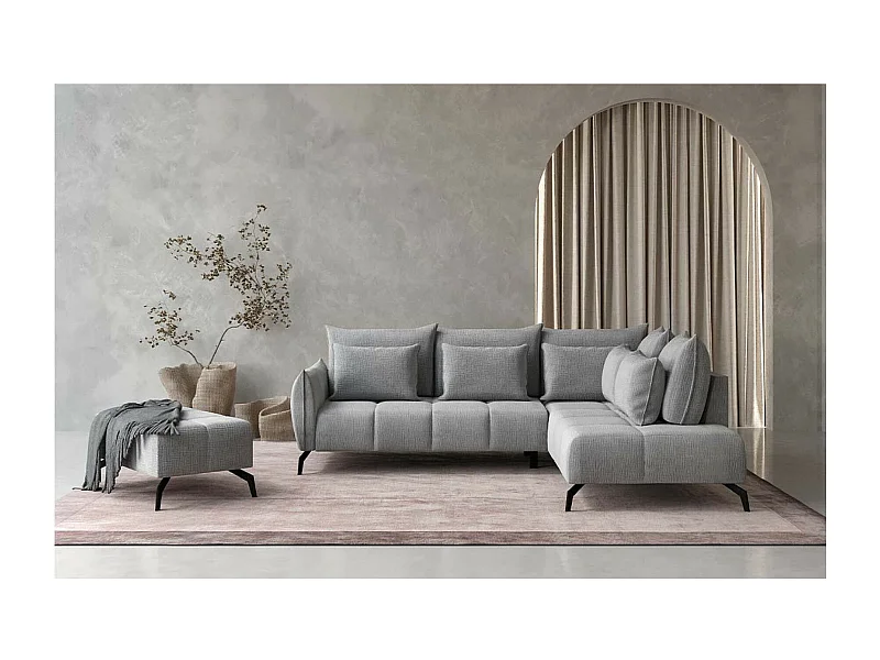 Divano d'angolo Casablanca R/rivestimento in tessut/Grigio