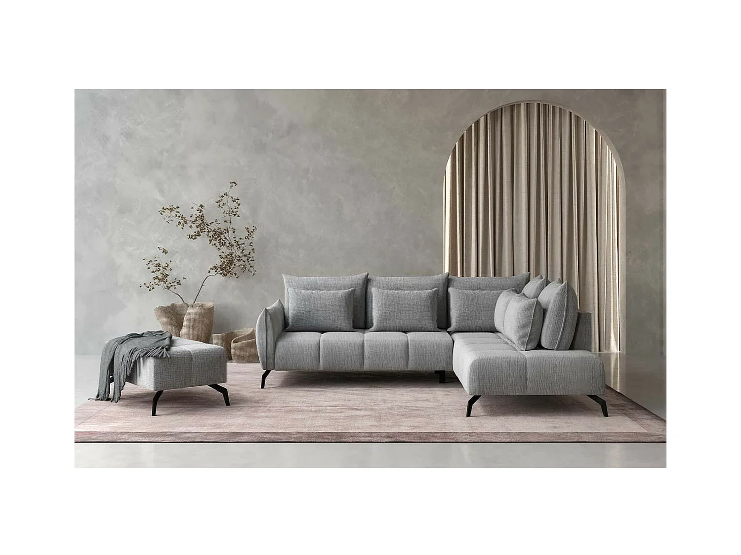 Canapé Corner Casablanca  R/revêtement tissu/Gris