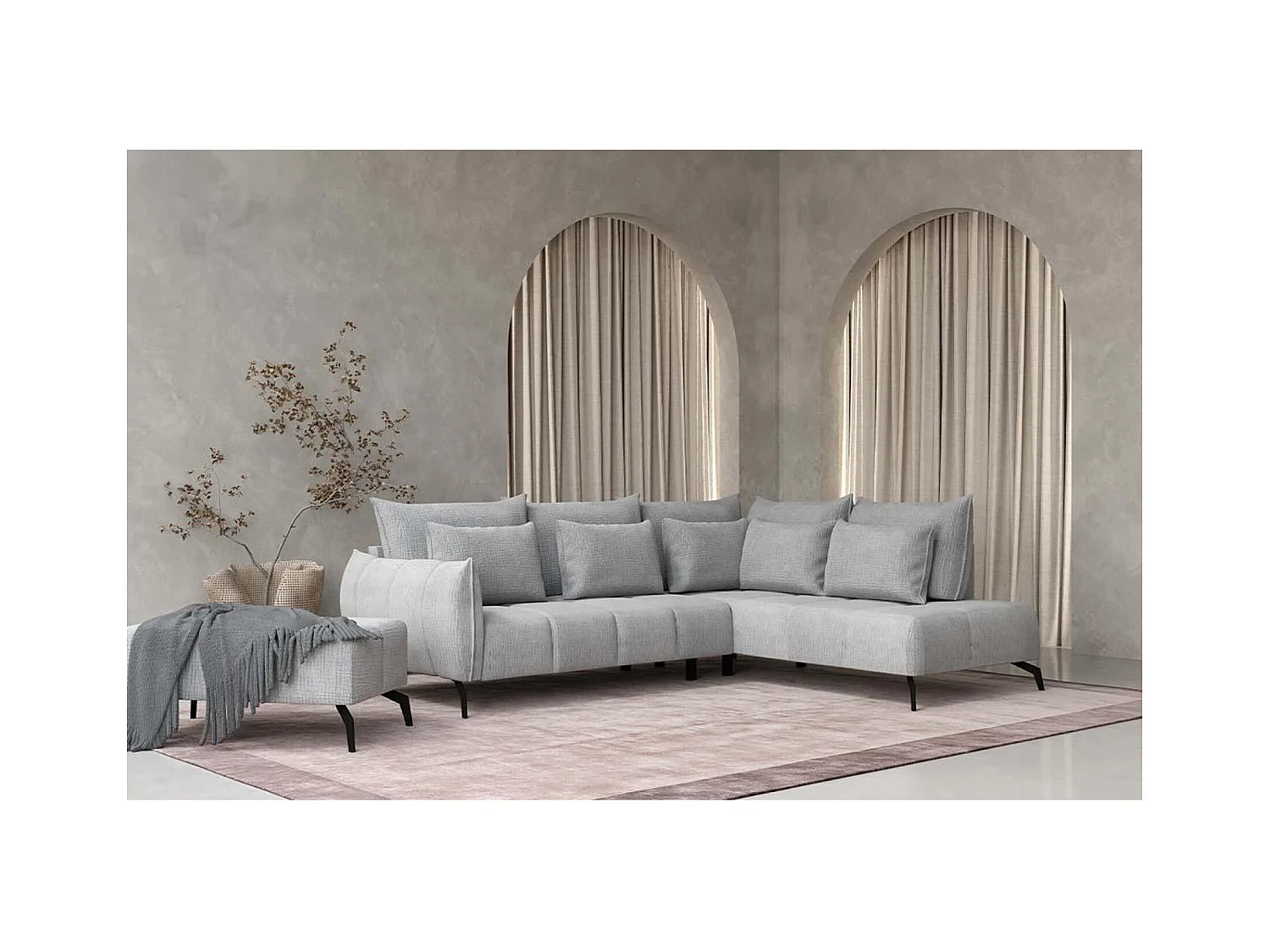 Canapé Corner Casablanca  R/revêtement tissu/Gris