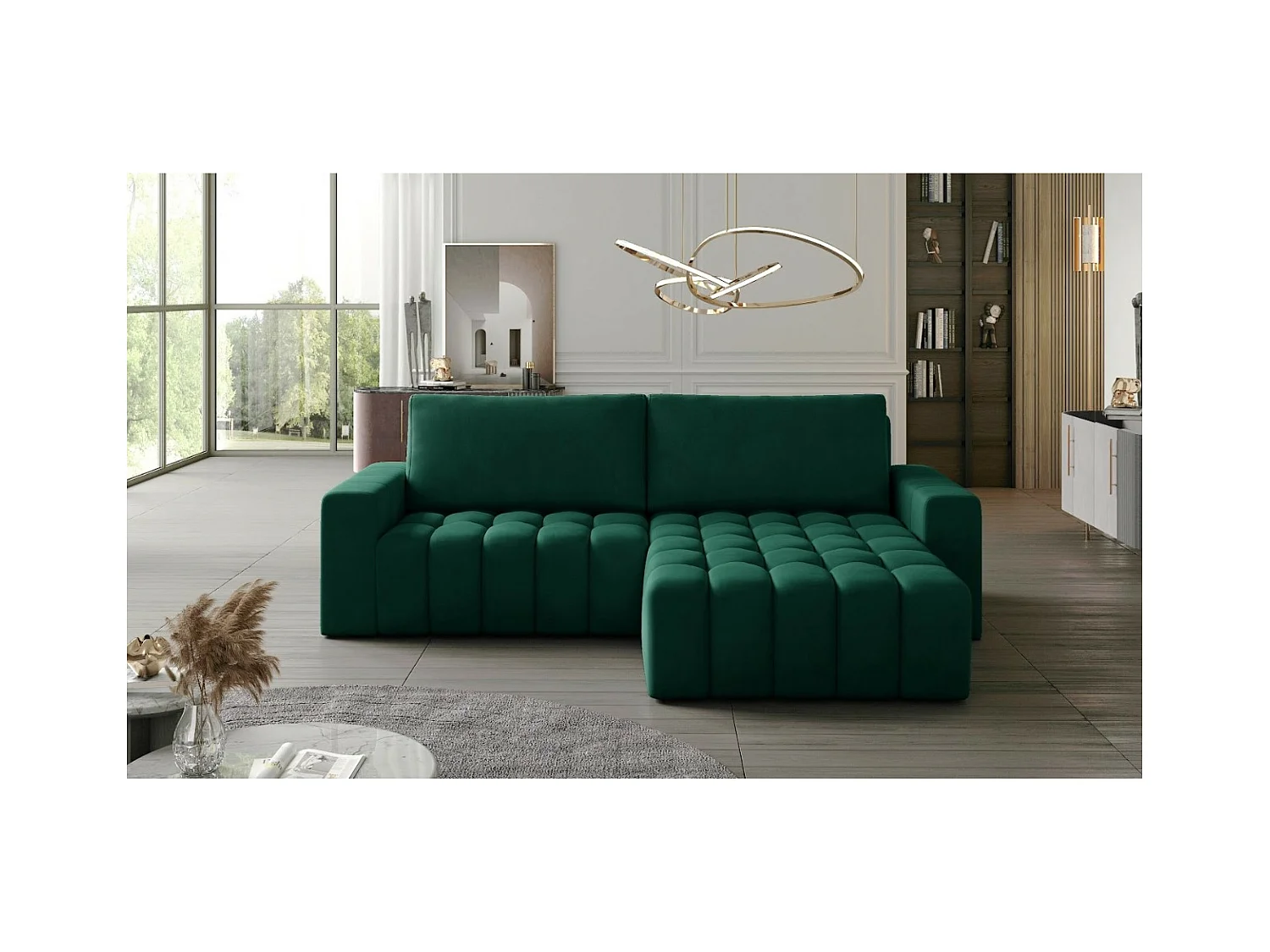 Canapé Corner Stelvino R /Tissu/Vert