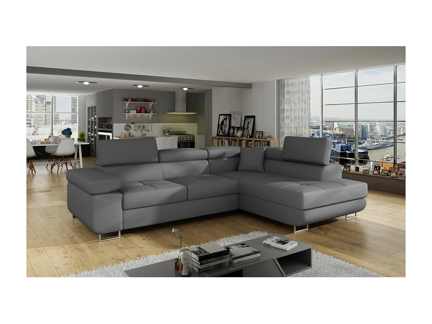 Divano d'angolo Rondon R / In Magazzino/rivestimento in tessut/