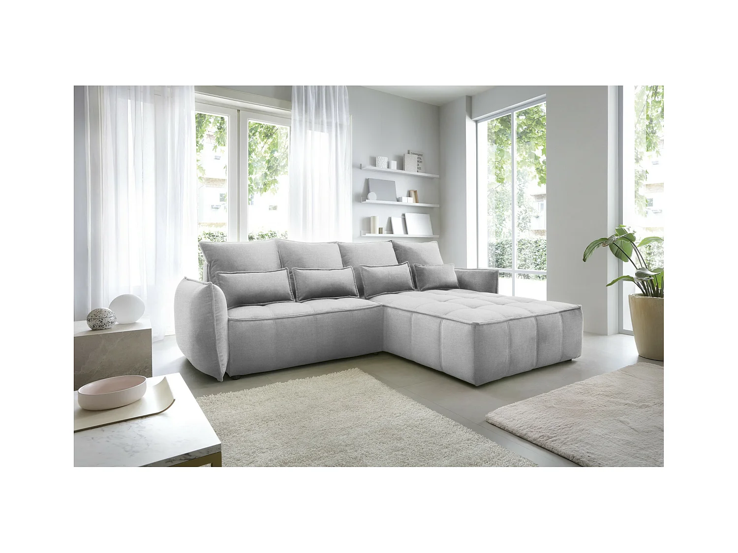 Ecksofa Lopez  R/Stoffbezug/Grau