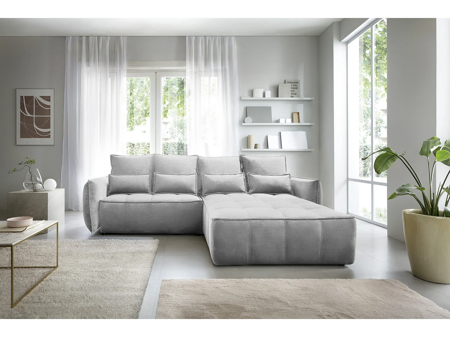 Ecksofa Lopez  R/Stoffbezug/Grau