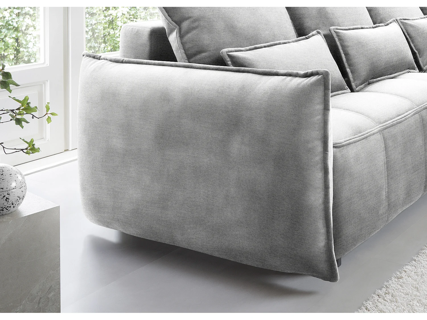 Ecksofa Lopez  R/Stoffbezug/Grau