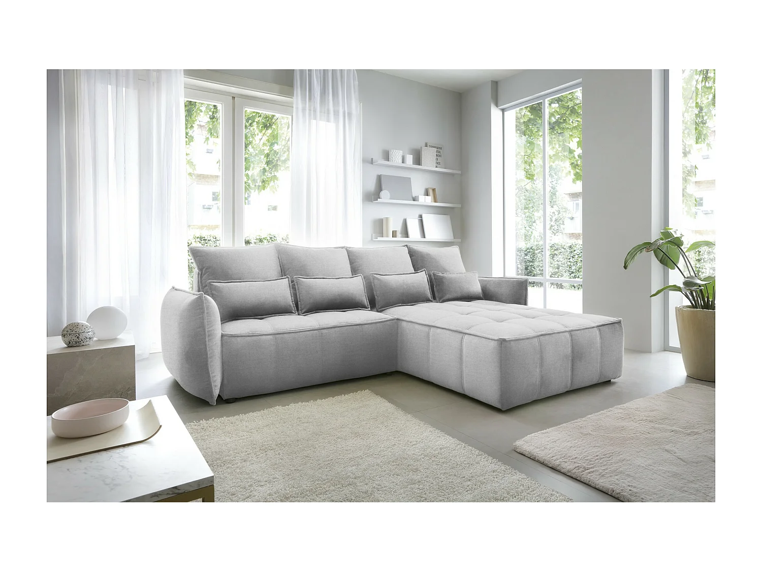 Divano d'angolo Lopez R/rivestimento in tessut/Grigio