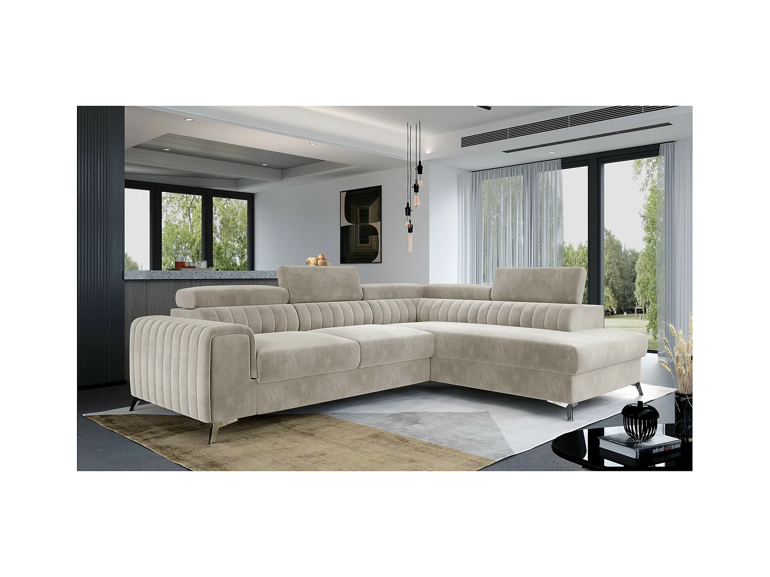 Ecksofa Genova R /Stoffbezug/Beige