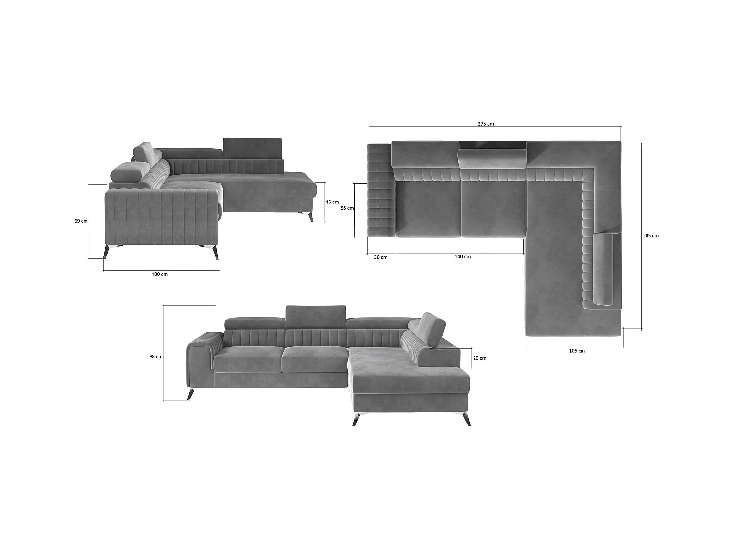 Ecksofa Genova R /Stoffbezug/Beige