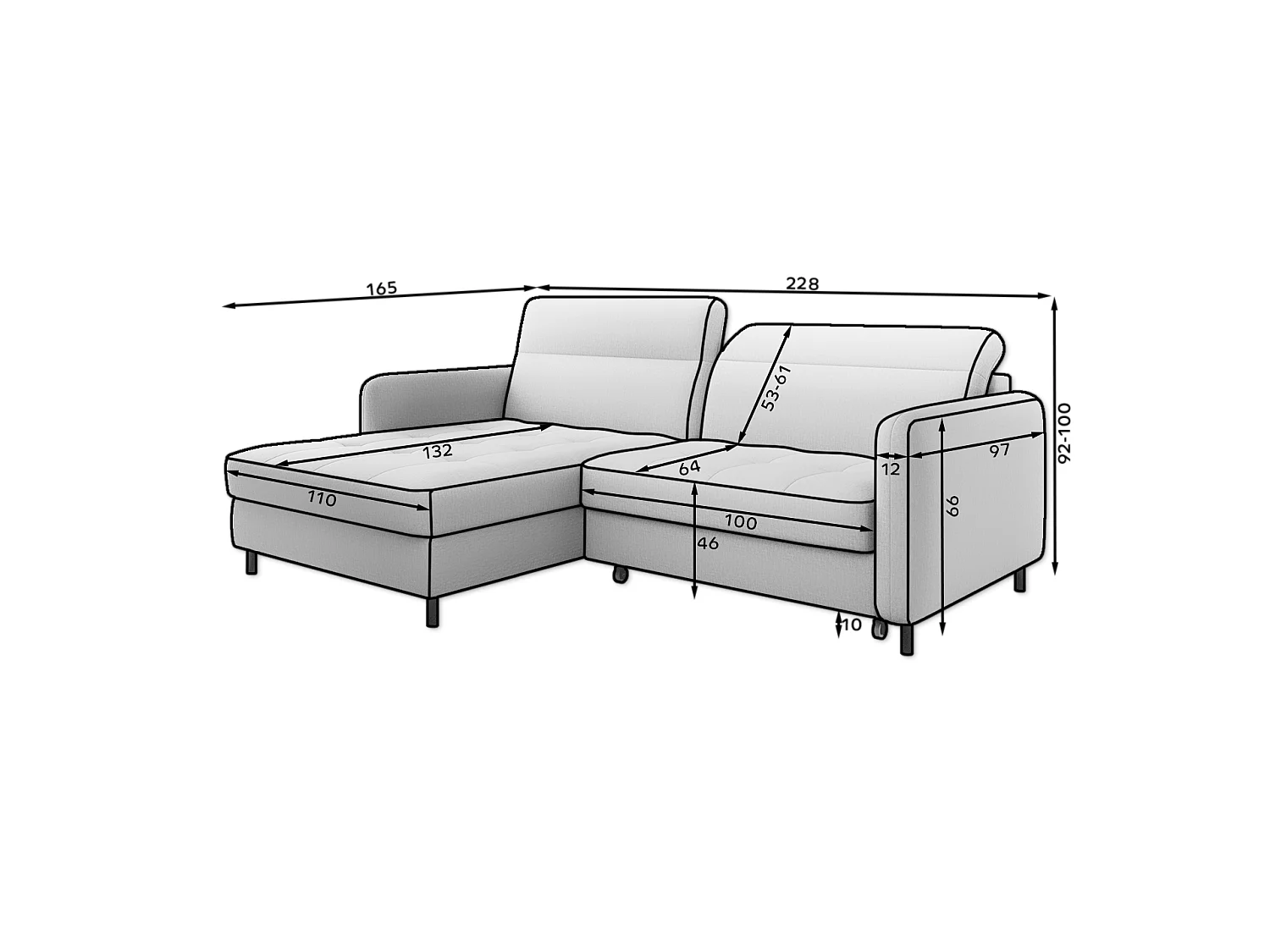 Canapé Corner Tippo   L / En Stock/revêtement tissu/Bleu