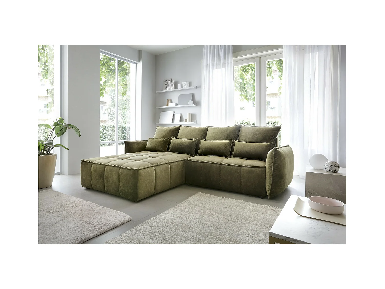 Ecksofa Lopez  L/Stoffbezug/Grün