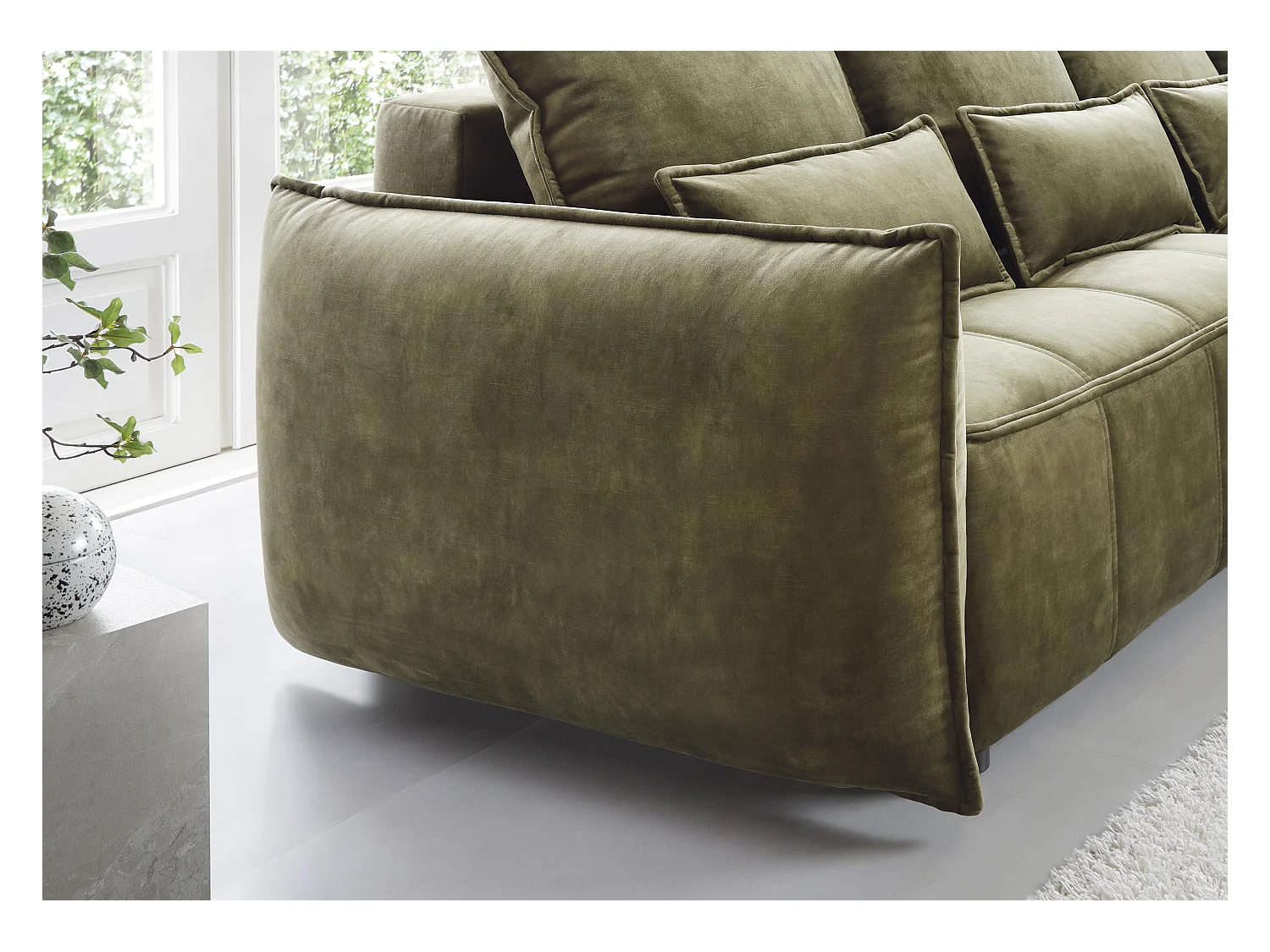 Divano d'angolo Lopez L/rivestimento in tessut/Verde