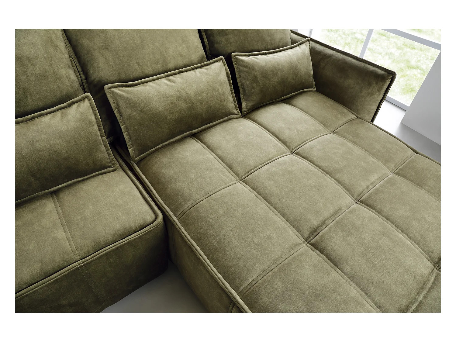 Divano d'angolo Lopez L/rivestimento in tessut/Verde