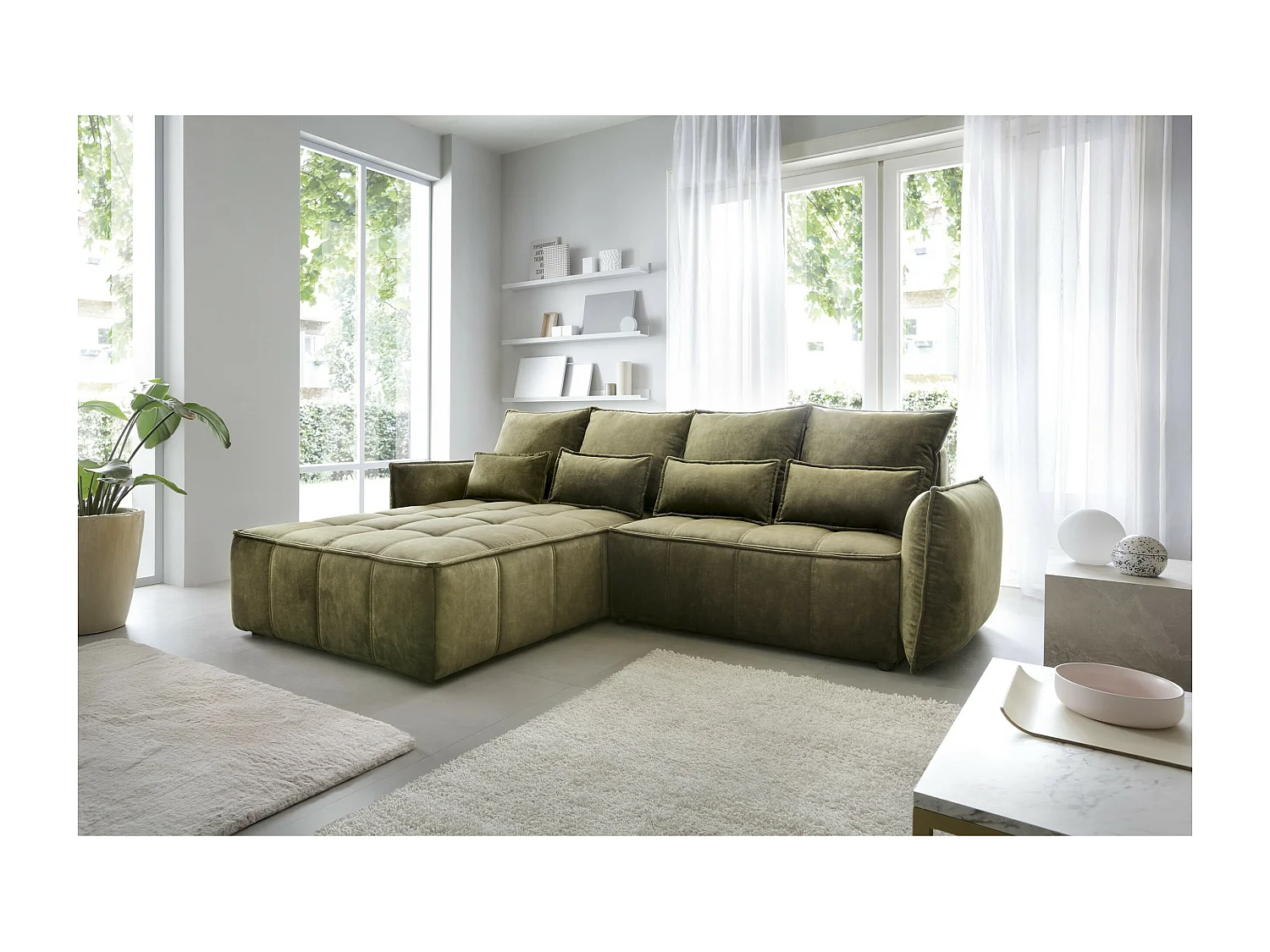 Ecksofa Lopez  L/Stoffbezug/Grün