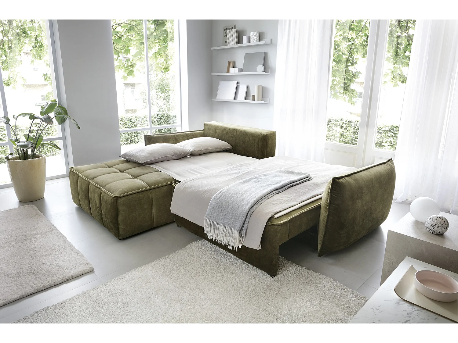 Ecksofa Lopez  L/Stoffbezug/Grün