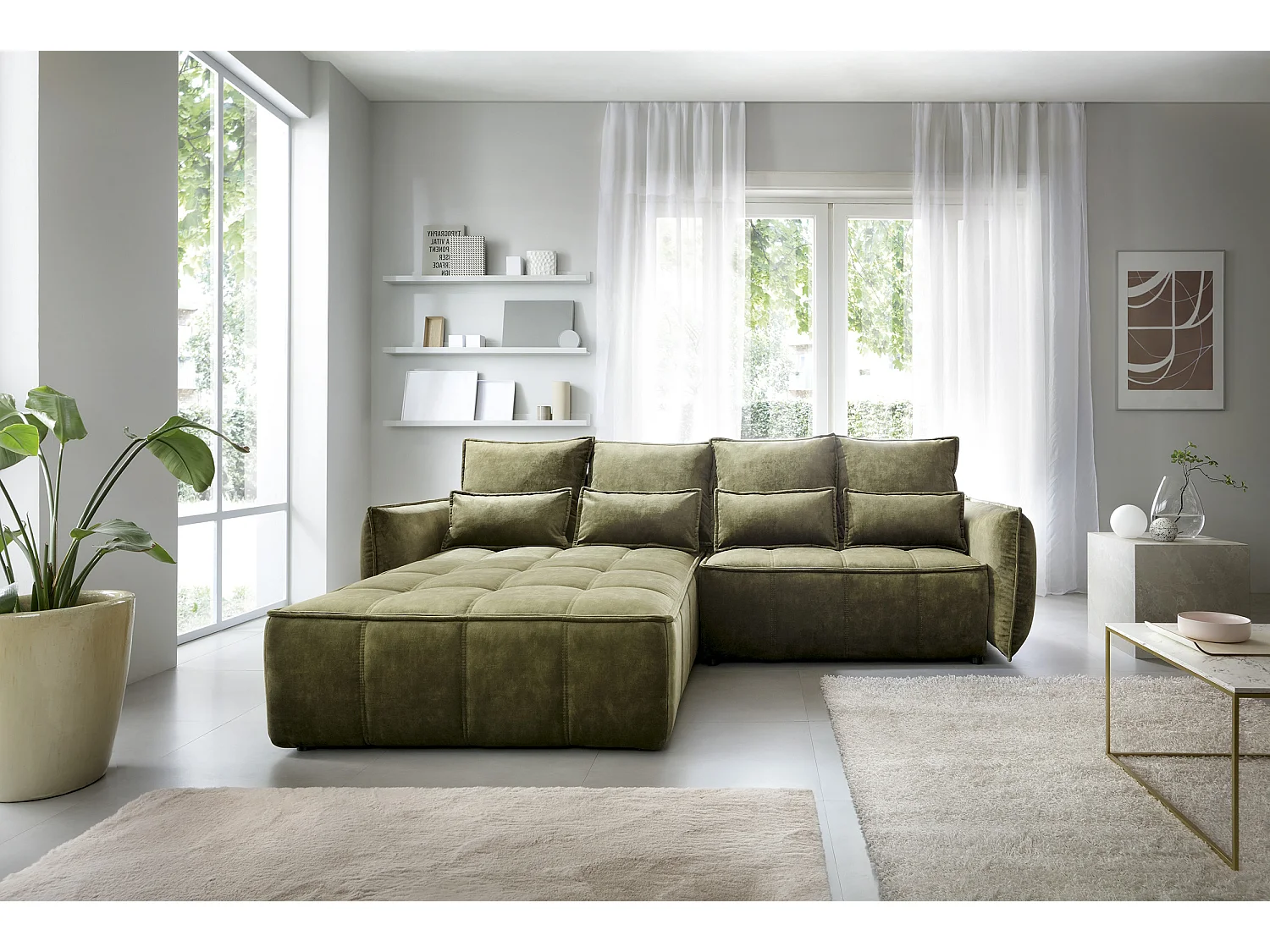 Ecksofa Lopez  L/Stoffbezug/Grün