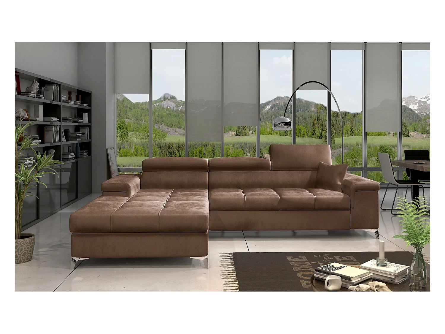 Ecksofa Lucca L /Stoffbezug/Braun