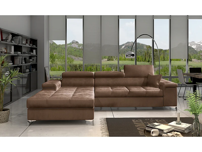 Ecksofa Lucca L /Stoffbezug/Braun