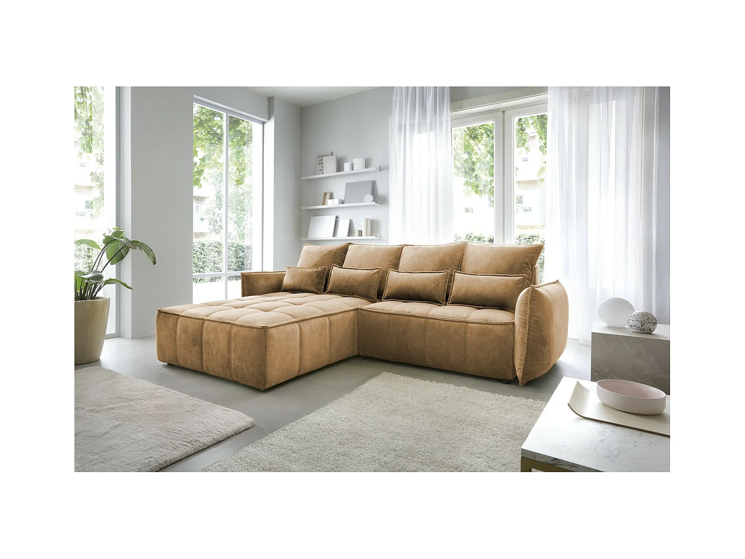 Ecksofa Lopez  L/Stoffbezug/Orange