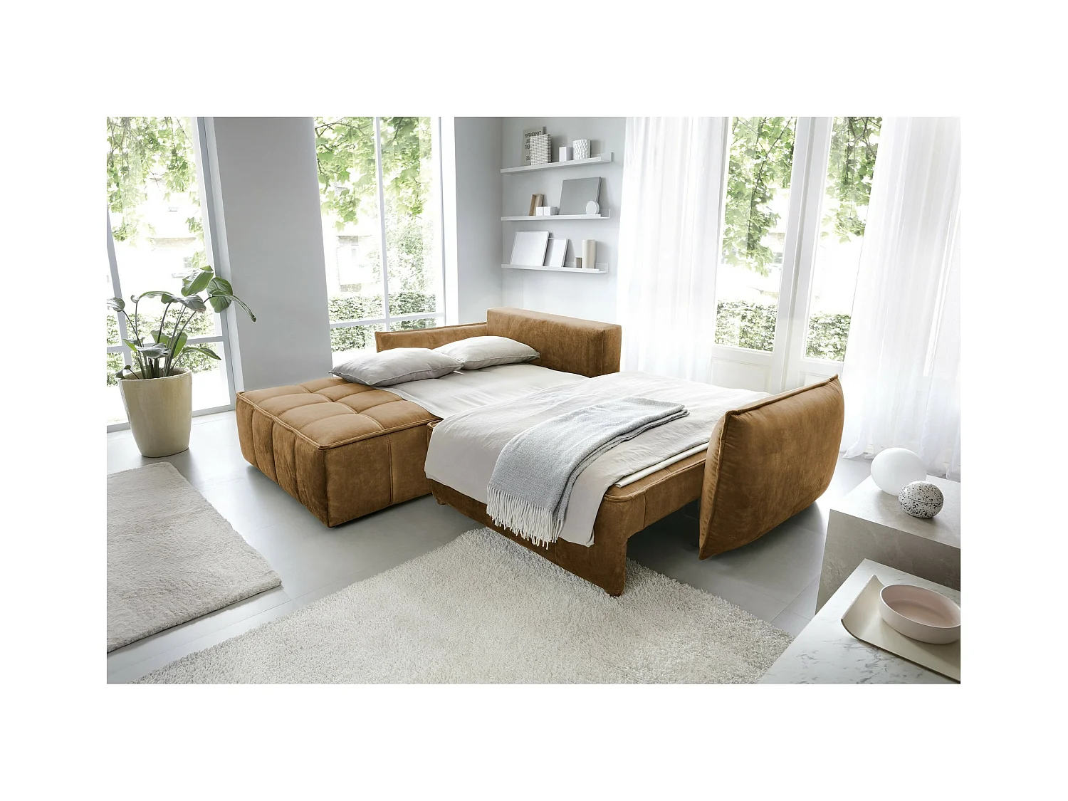 Divano d'angolo Lopez L/rivestimento in tessut/Arancia