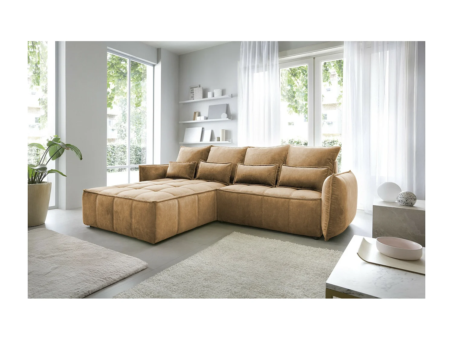 Ecksofa Lopez  L/Stoffbezug/Orange